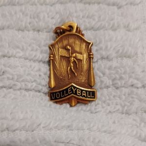 Vintage Gold Colored Volleyball Pendant